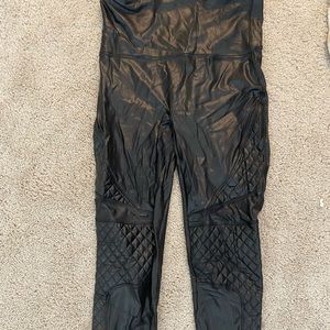 SPANX Faux Leather Motto Leggings